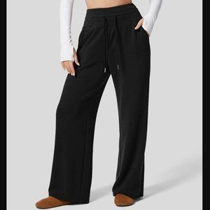 NWT HALARA High Waisted Drawstring Side Pocket Wide Leg Casual Pants